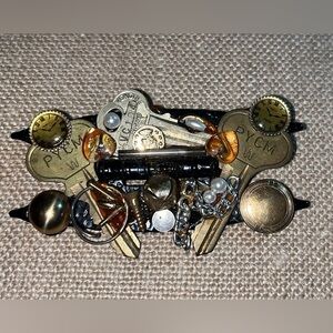 Steampunk Brooch Handmade OOAK Mixed "junk" Metals layered pin jewelry unique